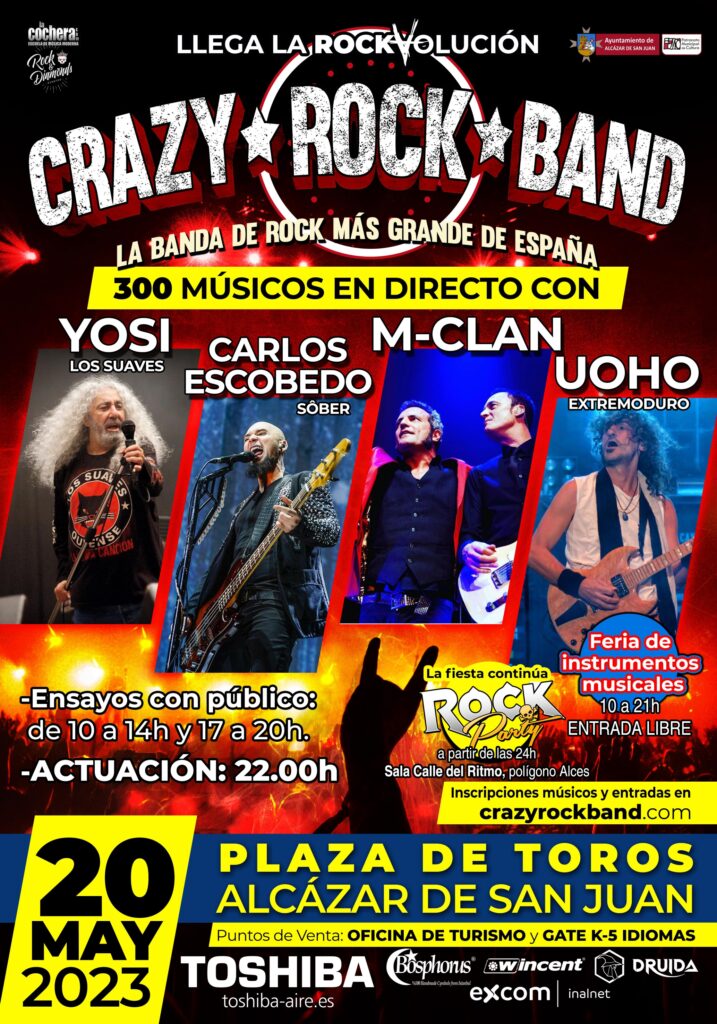 Este fin de semana llega el Crazy Rock Band: 300 músicos tocarán en directo el 20 de mayo en la Plaza de Toros de Alcazar de San Juan